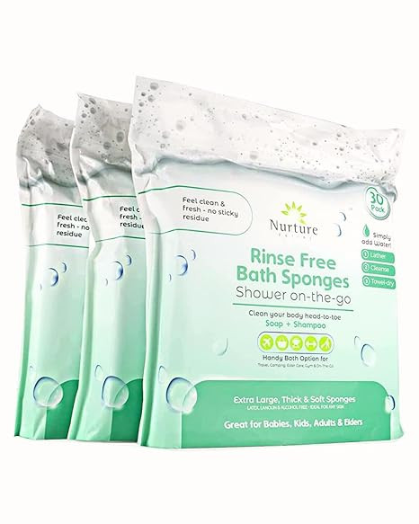 Nurture Valley Sponge Bath Wipes - Large Disposable Wash Cloths for Adults, Seniors, Bedridden, H... | Amazon (US)