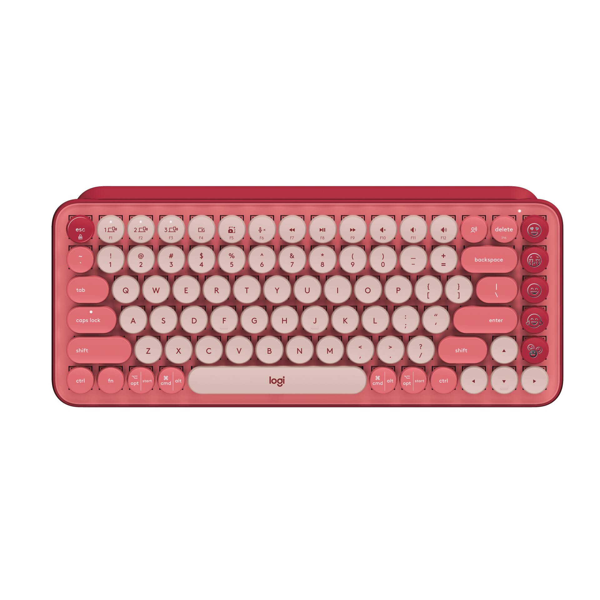 Logitech - POP Keys Wireless Mechanical Tactile Switch Keyboard for Windows/Mac with Customizable Emoji Keys - Heartbreaker Rose | Best Buy U.S.