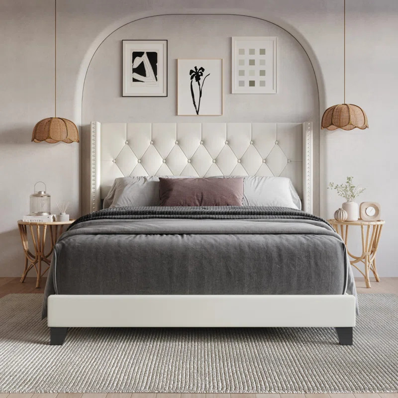 Aireanna Tufted Upholstered Low Profile Panel Bed | Wayfair North America