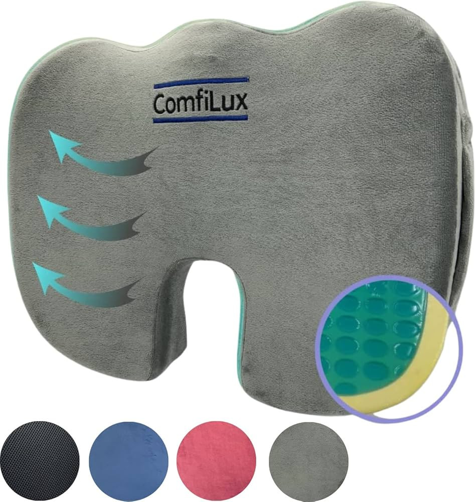 Cooling Gel Travel Seat Cushion - Ergonomic Airplane Butt Pillow for Long Flights - Lumbar Cushio... | Amazon (US)