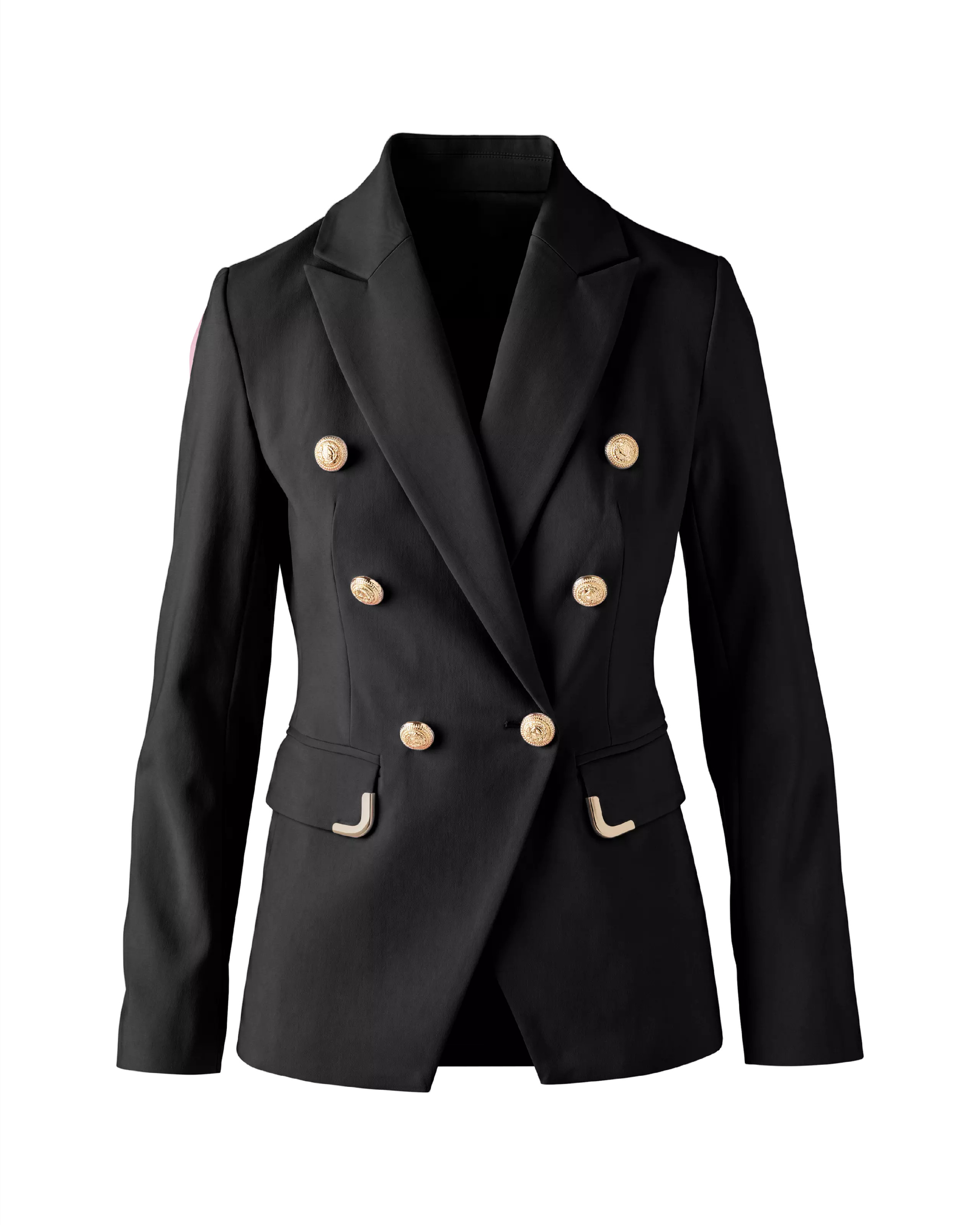 Hardware Trimmed Double Breasted Modern Blazer Proper Black | Boston Proper