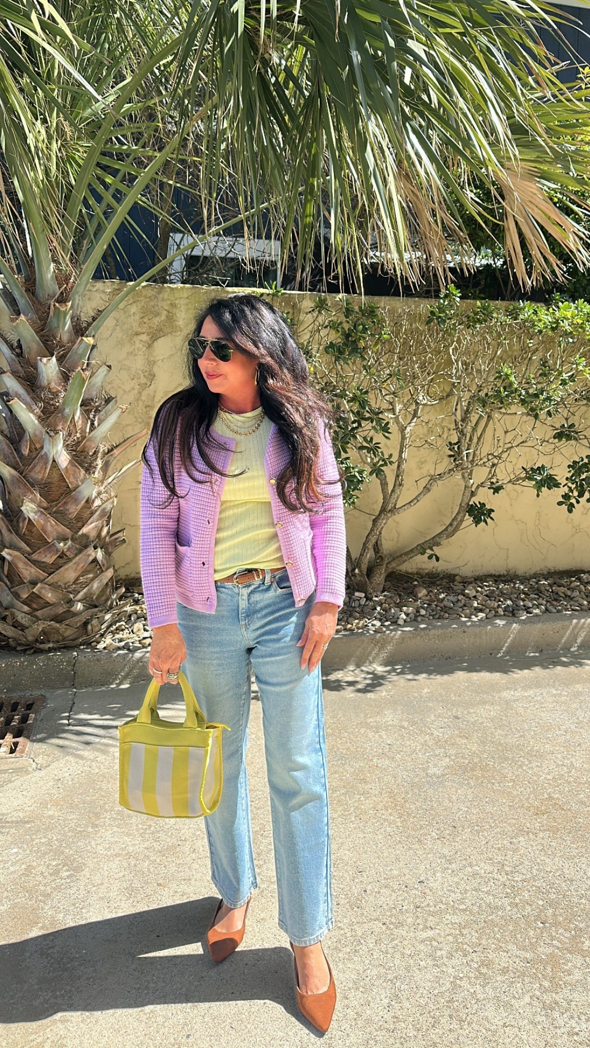 Casual Spring outfit 
Lavender cardigan with lady buttons


#LTKootd
