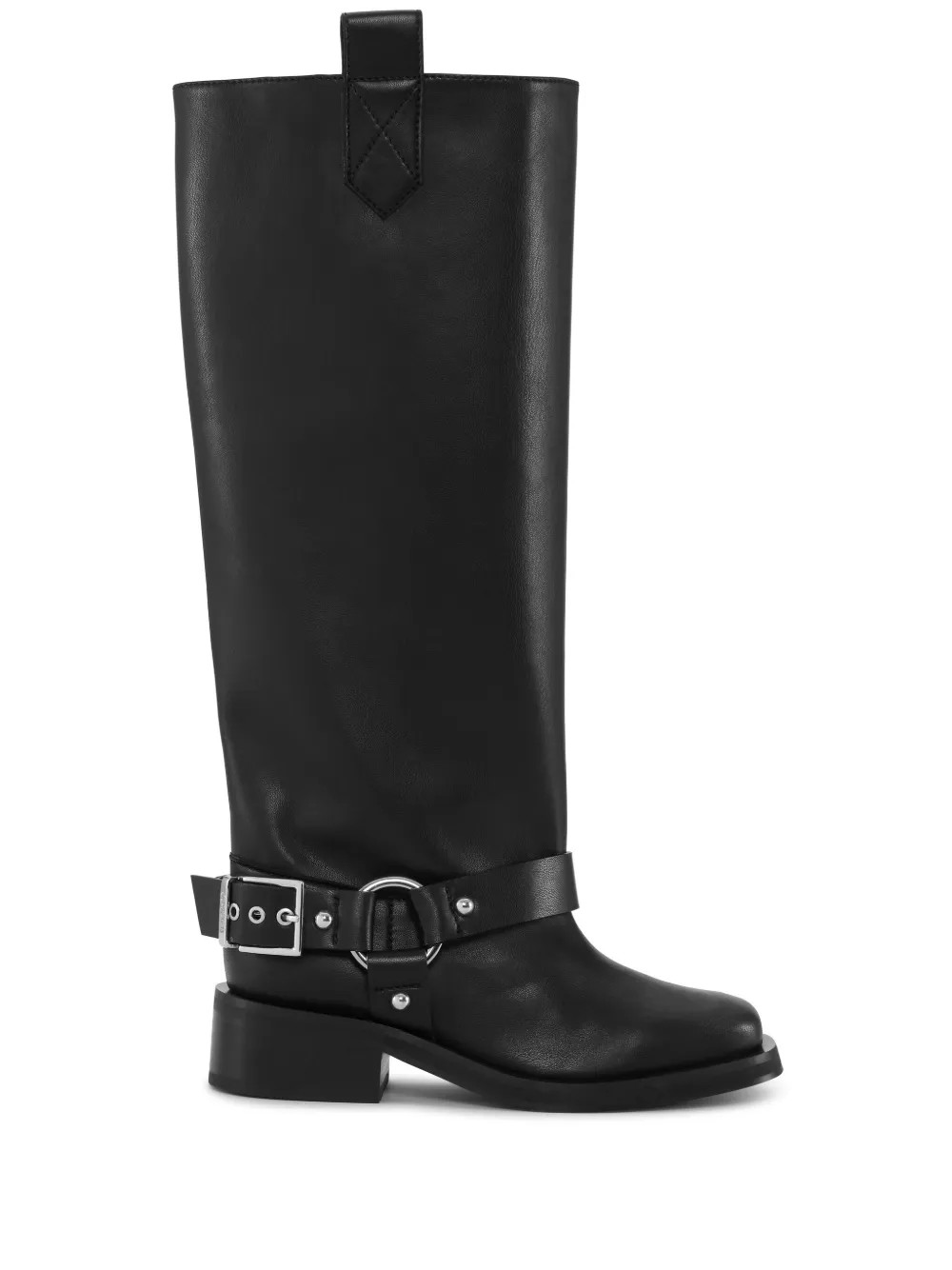 GANNI square-toe mid-calf Boots - Farfetch | Farfetch Global