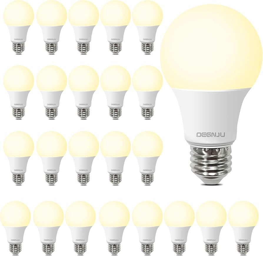 DEGNJU 24 Pack LED Light Bulbs Soft White 2700K, 60 Watt Equivalent LED Bulbs, A19 Standard Bulbs... | Amazon (US)