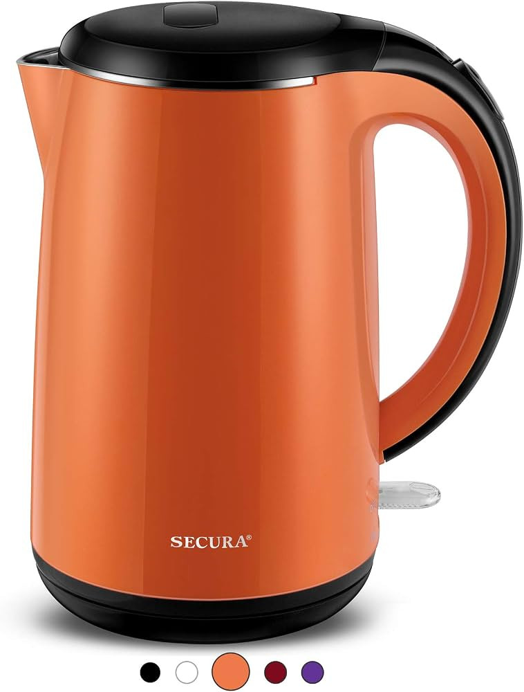 Secura SWK-1701DB The Original Stainless Steel Double Wall Electric Water Kettle 1.8 Quart, Orang... | Amazon (US)