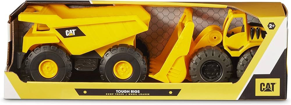 Cat Construction Tough Rigs 15" Dump Truck & Loader Toys 2 Pack, Yellow | Amazon (US)