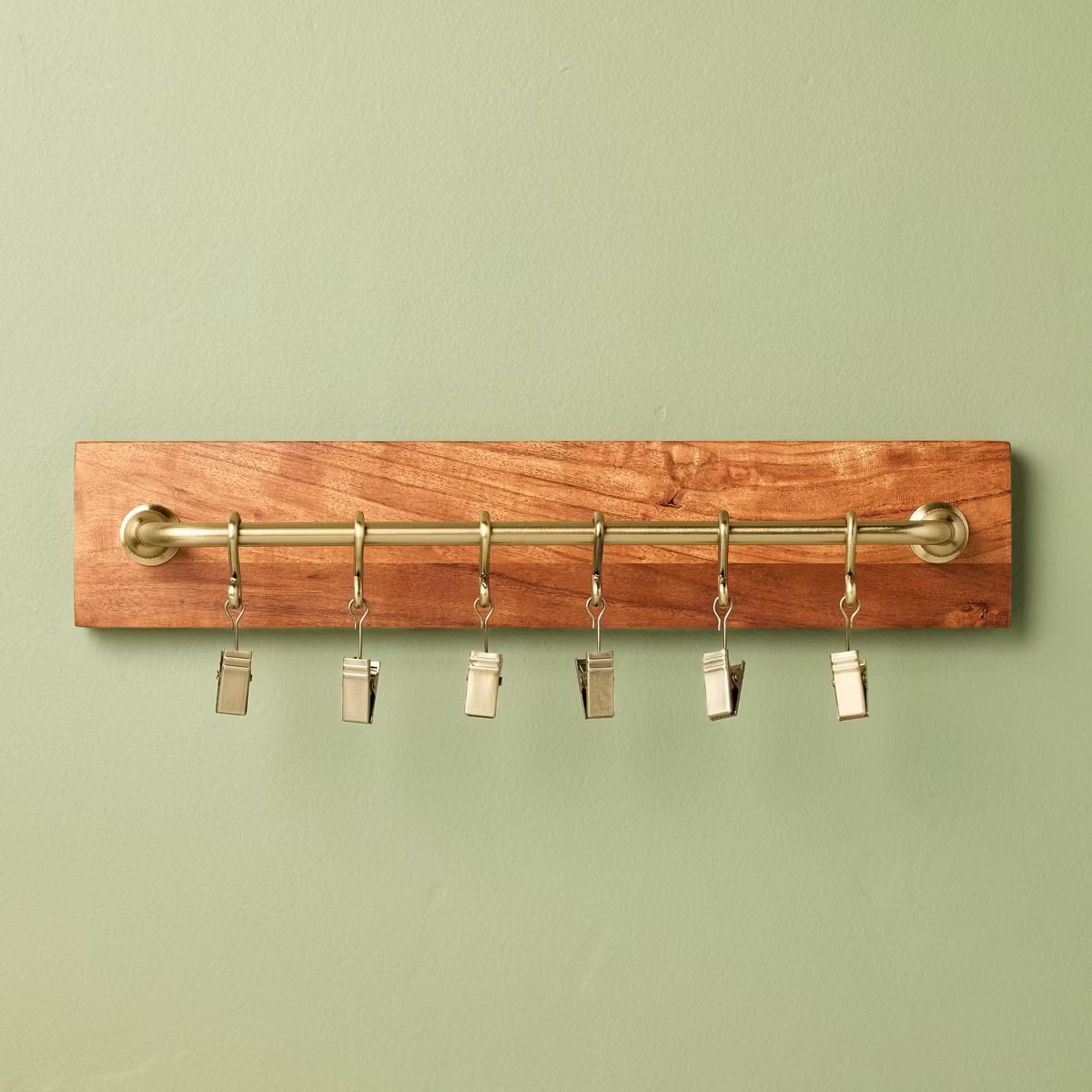 Brass and Wood Wall Rail with Clips - Hearth & Hand™ with Magnolia | Target
