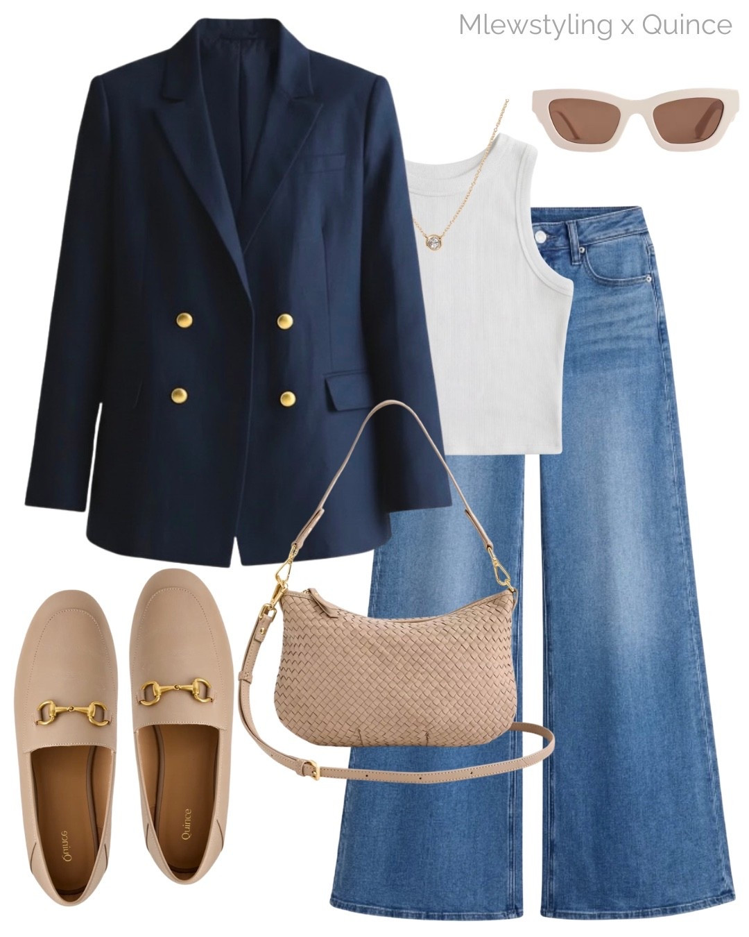 Navy linen blazer outfit 4: styled with wide leg jeans 💙

#QuincePartner @Quince  

Tags: spring outfit, white tank top, leather loafers, capsule wardrobe, handwoven leather bag, spring office outfit, casual workwear, cream sunglasses 

#LTKootd #LTKMothersDay #LTKWorkwear