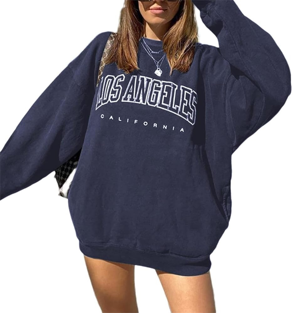LilyCoco Women's Oversized Sweatshirts Long Sleeve Crewneck Graphic Pullover Sweatshirt | Amazon (US)
