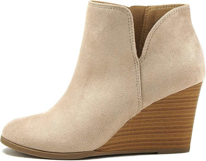 Soda Ability - Mid Ankle Bootie w/Split Shaft and Zipper Stacked Wedge Heel | Amazon (US)