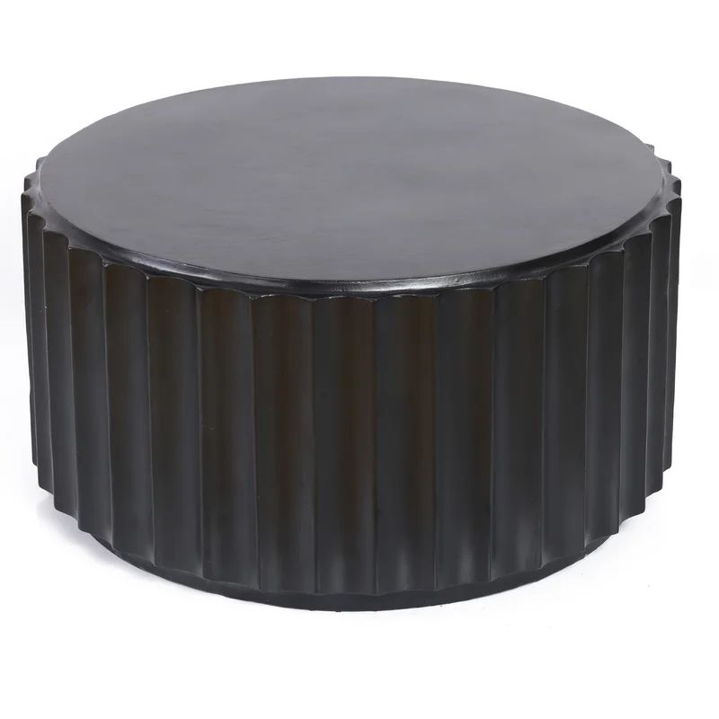 Black Cement Round Coffee Table for Outdoors and Indoors | Wayfair North America