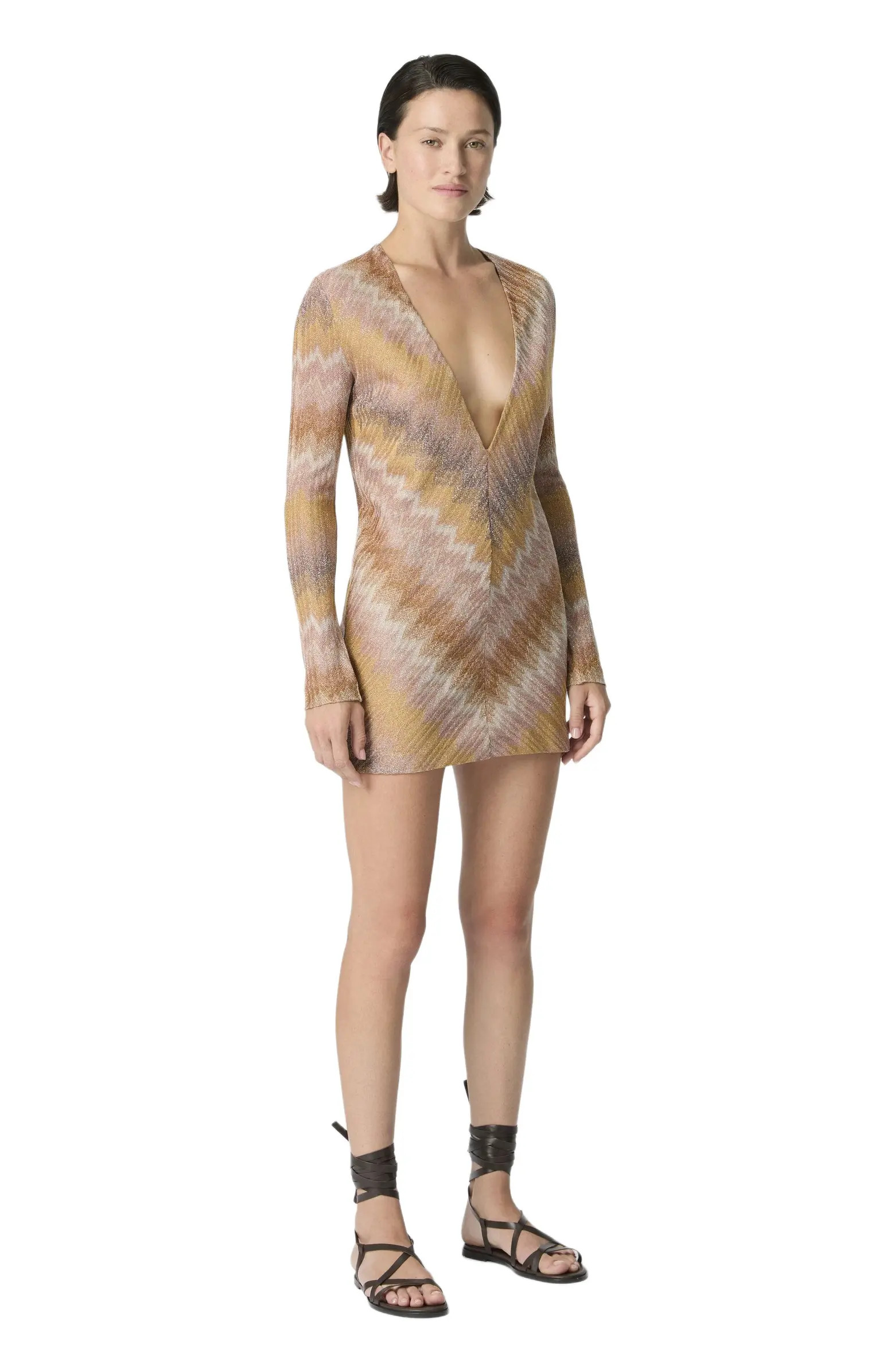 Long-sleeved Mini Dress In Dégradé Lurex | Nordstrom