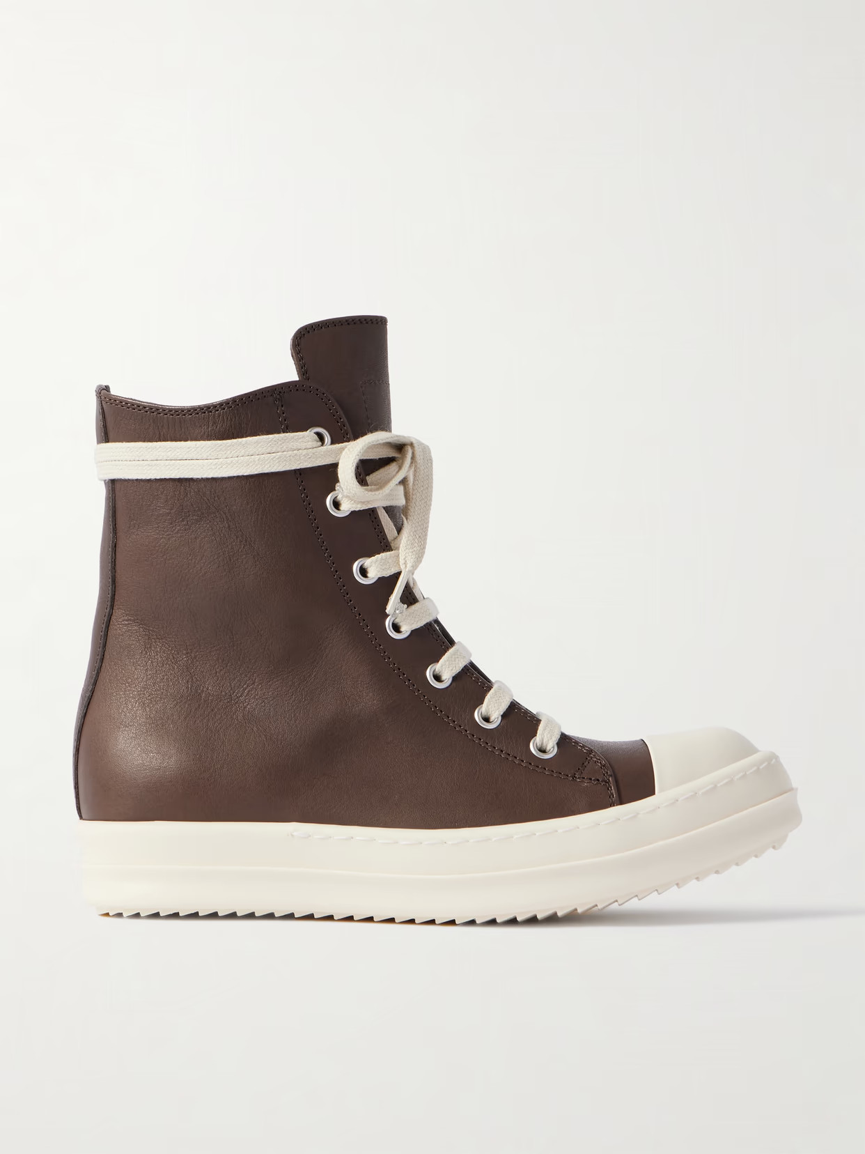 Rick Owens - Leather High-top Sneakers - Dark brown | NET-A-PORTER (UK & EU)