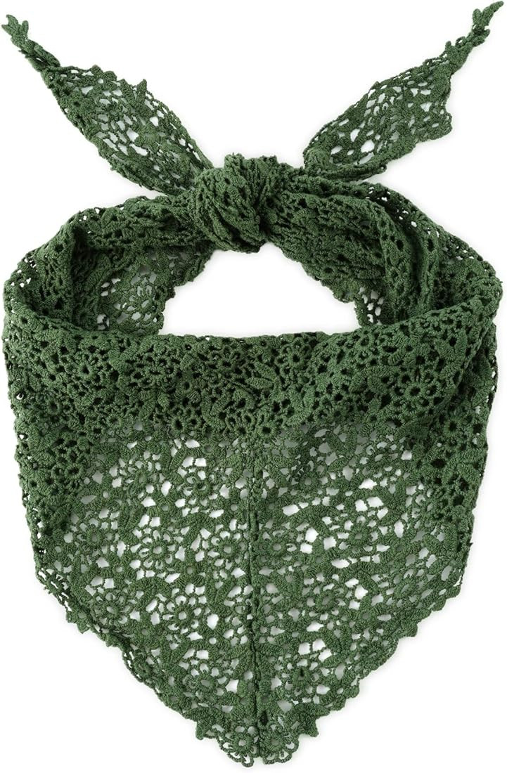 GERINLY Elegant Lace Crochet Neck Scarf Solid Color Triangle Shoulder Wrap For Women | Amazon (US)