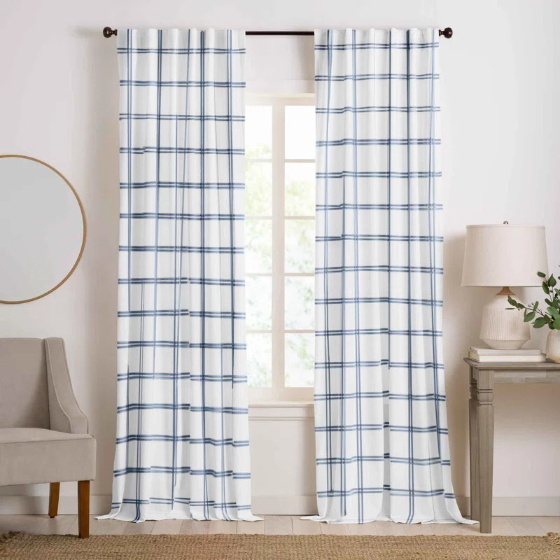 Faunie Cotton Plaid Room Darkening Rod Pocket Single Curtain Panel | Wayfair North America