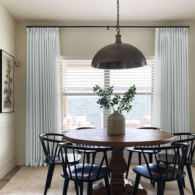 TWOPAGES Linen Textured Room Darkening Curtain 108 Inches Long, Winter Sky Pinch Pleated Window C... | Amazon (US)