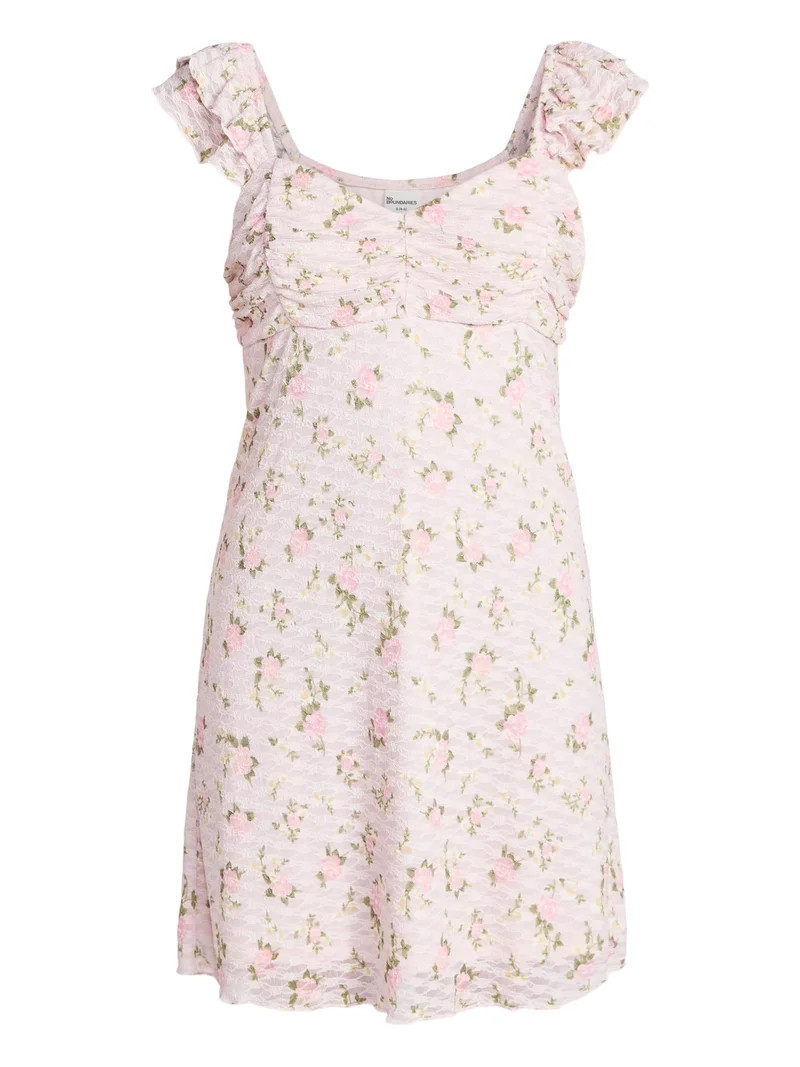 No Boundaries Double Ruffle Ruched Mini Dress, Women's XXS-XXL | Walmart (US)