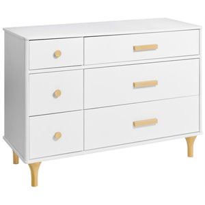 Babyletto Lolly 6 Drawer Double Dresser in White and Natural | Cymax