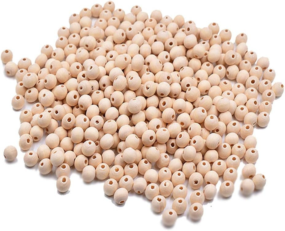 300Pcs 8mm Wooden Spacer Beads - Round Unfinished Natural Wood Loose Beads | Amazon (US)
