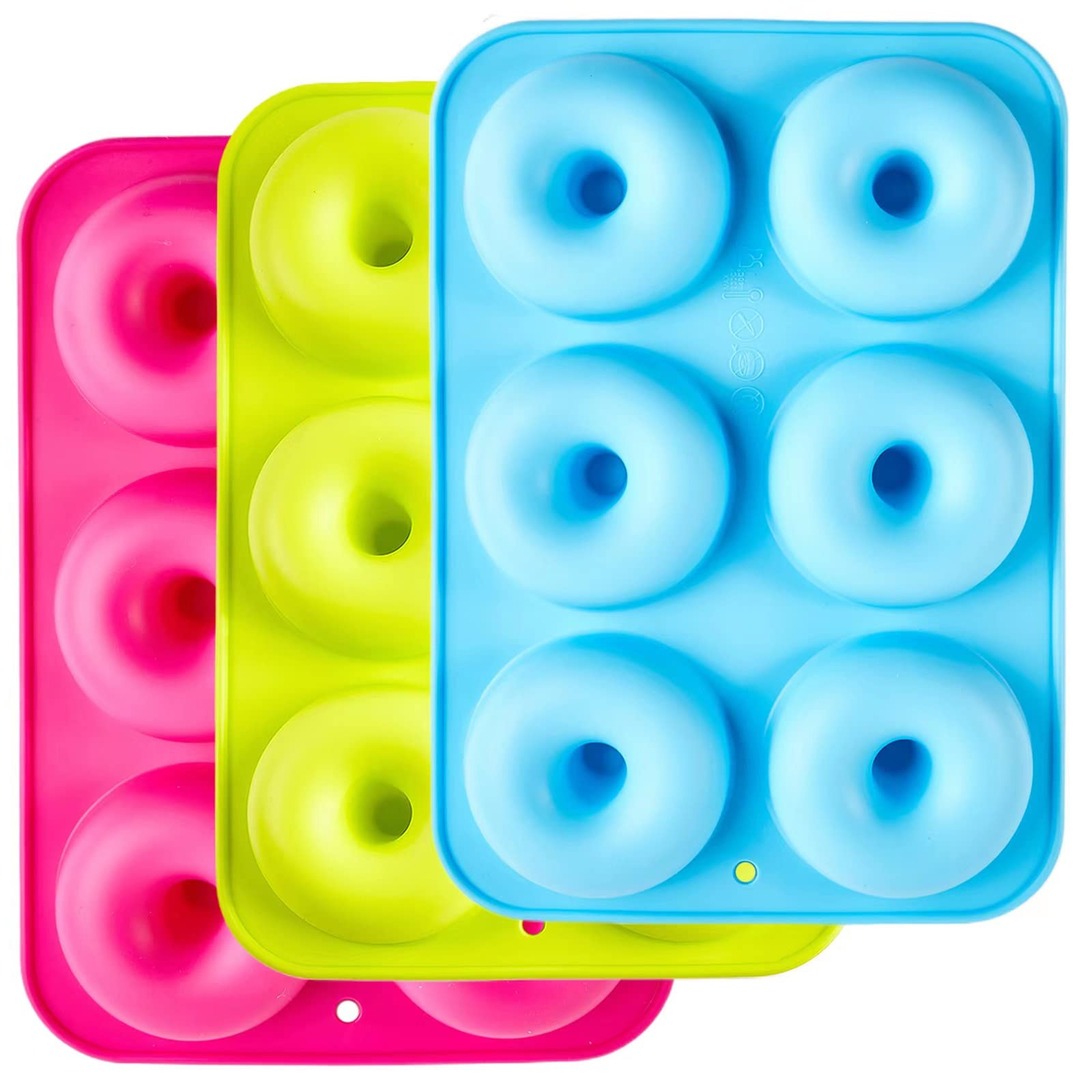 Silicone Donut Moulds,3 Pack Silicon Doughnut Mould,Large Non-Stick 6 Cavity Molds Doughnut Tray ... | Amazon (UK)