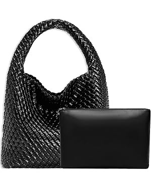 Women Vegan Leather Hand-Woven Tote Handbag Fashion Shoulder Top-handle Bag All-Match Underarm Ba... | Amazon (US)
