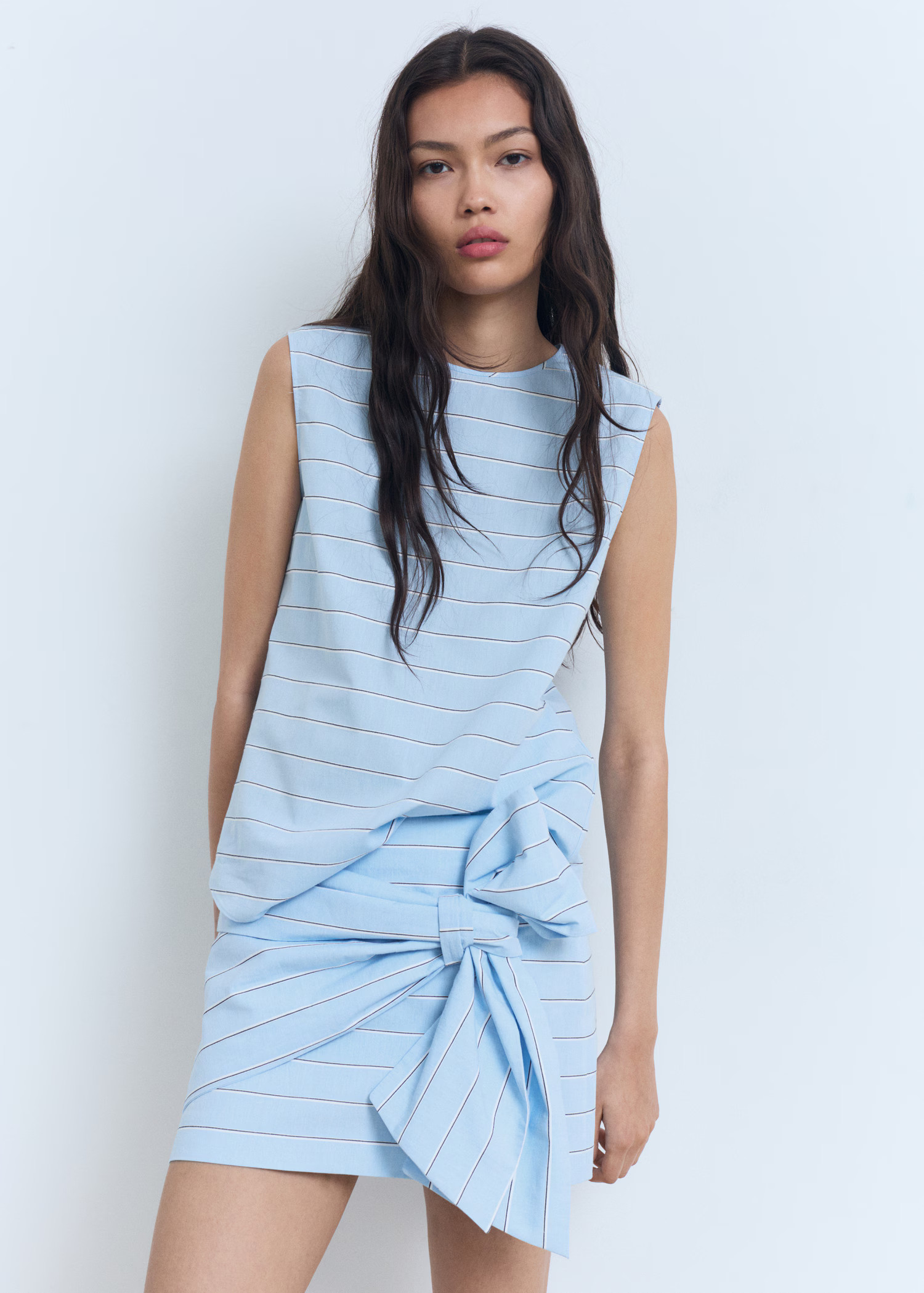 Striped cotton skirt with bow detail - Women | MNG Australia | Mango (US/MX/AU)