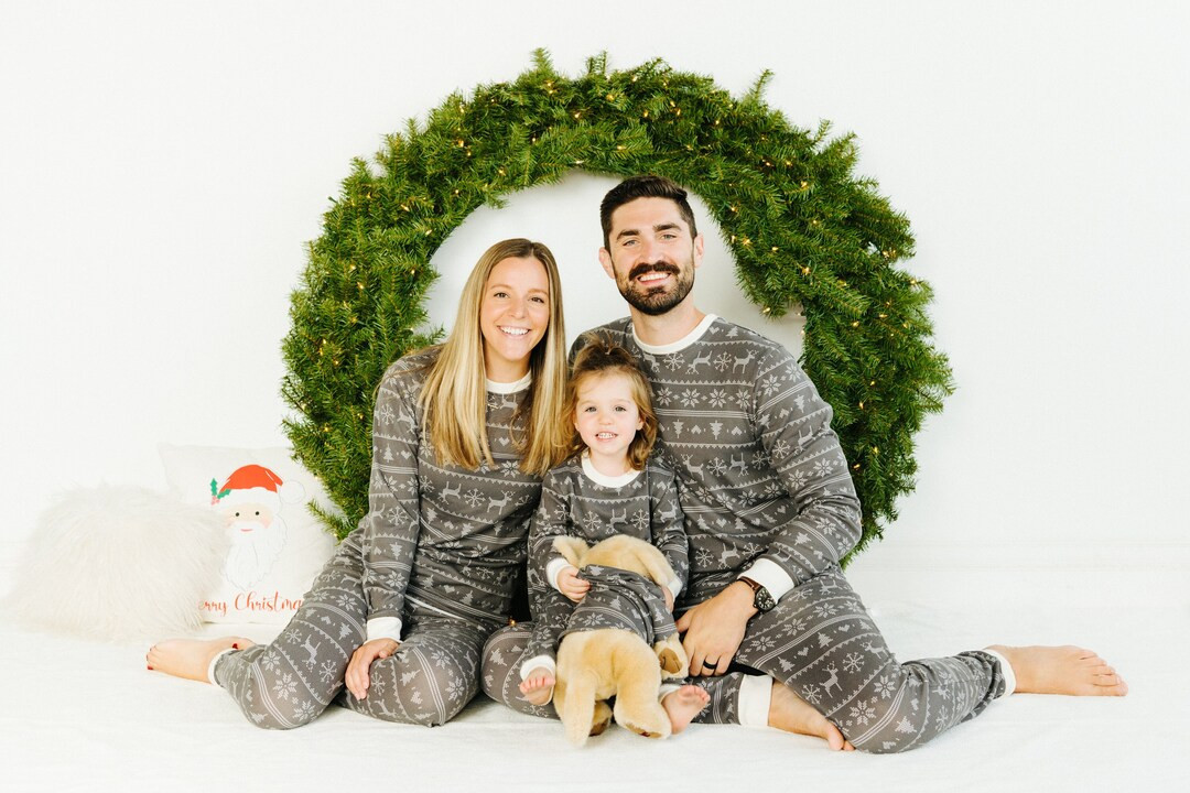 Matching Family Pajama Sets | Christmas Pajamas | Holiday Pajamas | Family PJs | Gray Fair Isle |... | Etsy (US)
