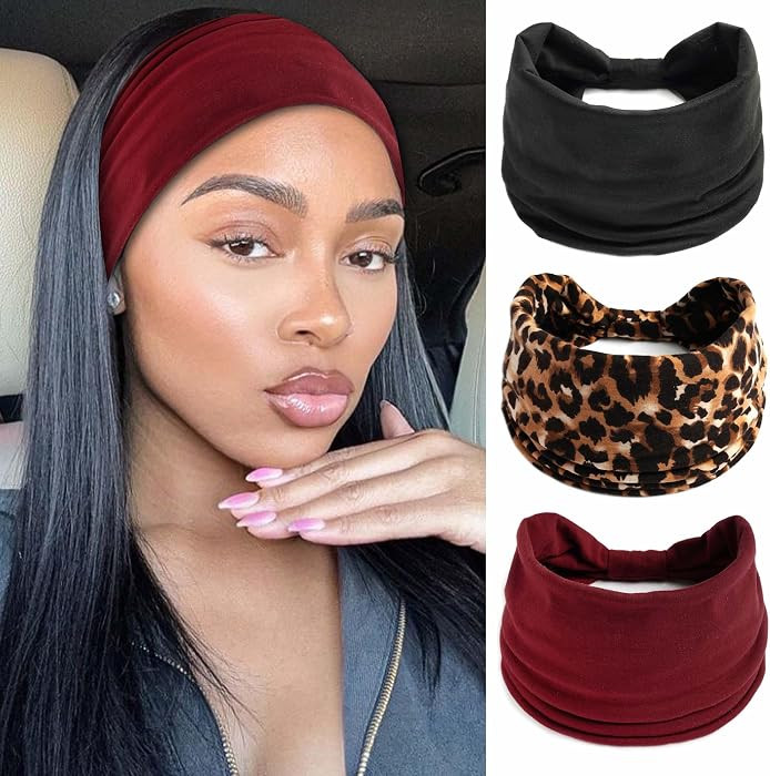 Wide Headband Boho Head Bands For Women's Leopard Hair Band 3 Pcs | Amazon (US)