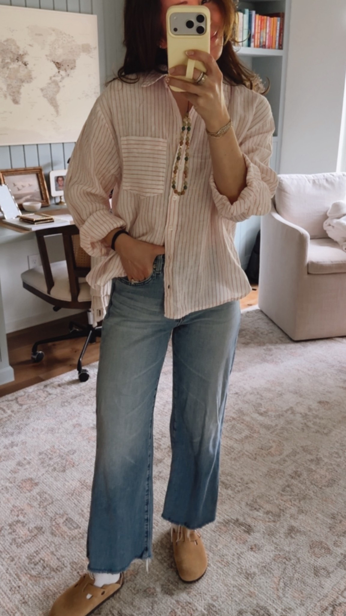 Finally! A flattering boxy button down . I think it’s the linen that does it—very relaxed but still polished. Took a size S. Might try an XS in another color though! (After I see if it shrinks in the wash.) 

#LTKSeasonal #LTKOver40 #LTKmomlife