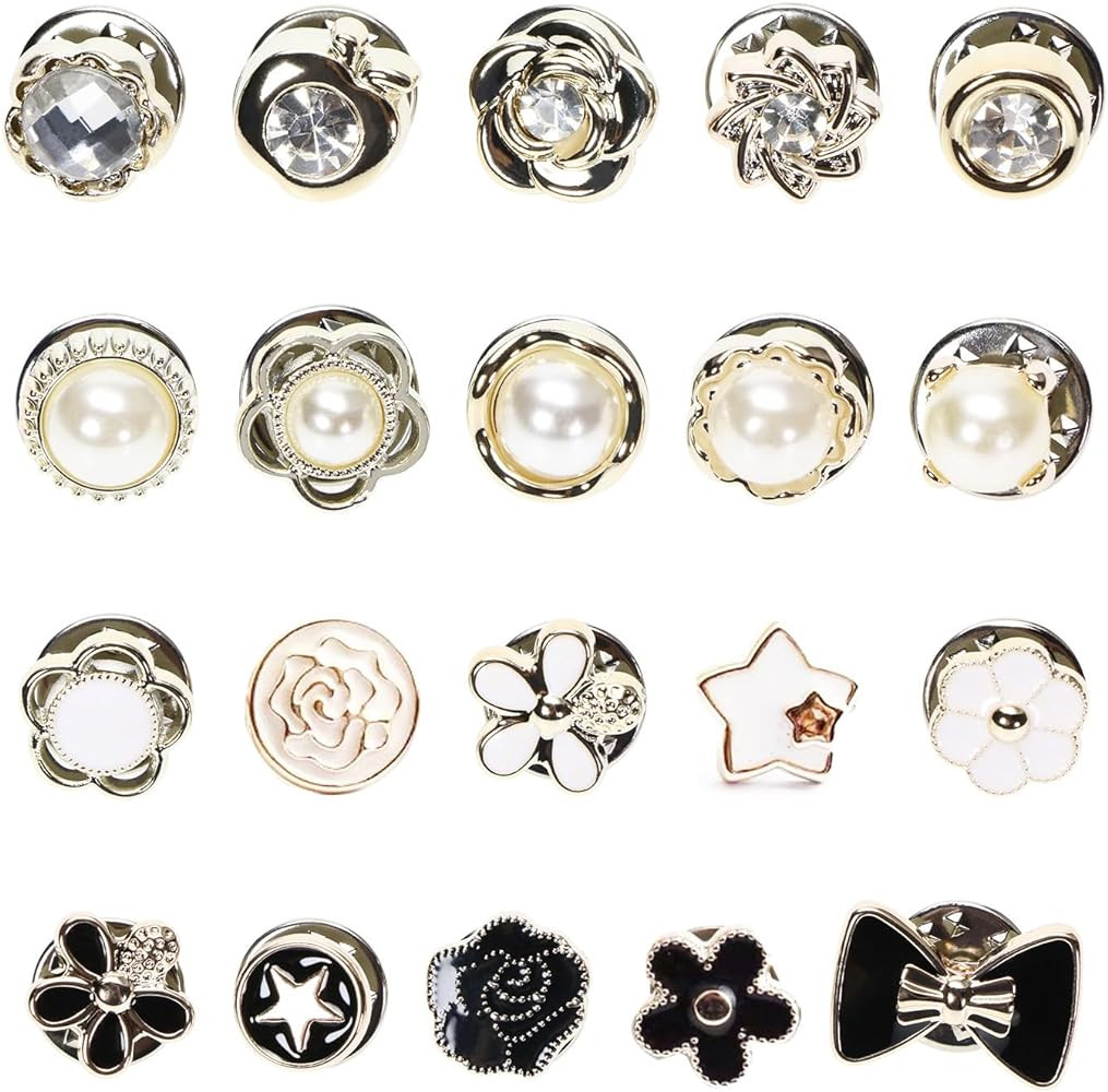 Women Shirt Brooch Pins 20Pcs Mini Cover Up Enamel Safety Lapel Pins Buttons Sweater Shawl Clips ... | Amazon (US)