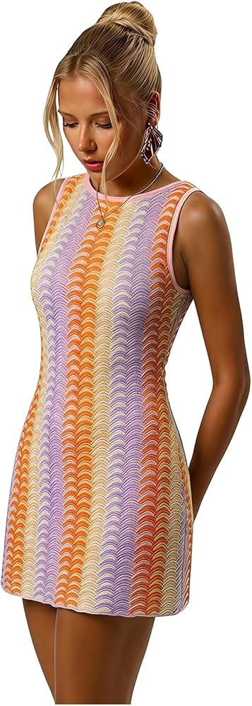GORGLITTER Women's Crochet Vacation Summer Mini Dress Sundresses Boho Beach Hawaiian Party Club G... | Amazon (US)