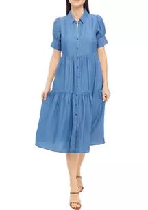 Crown & Ivy™ Women's Short Sleeve Midi Shirtdress | Belk