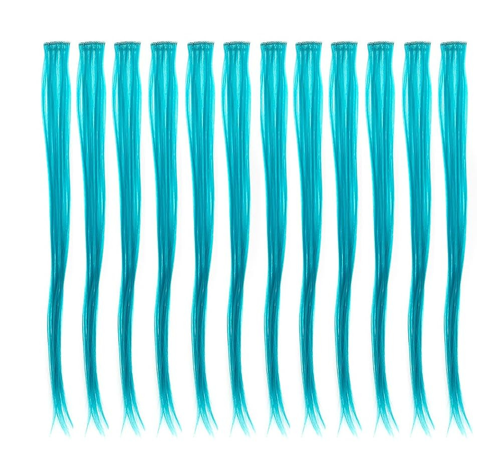 SWACC 12 Pcs Straight One Color Party Highlights Clip on in Hair Extensions Colored Hair Streak S... | Amazon (US)