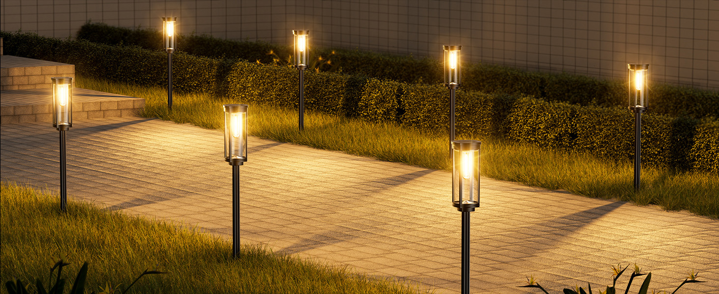 BITPOTT Bright Solar Pathway Lights Outdoor, 8 Pack Solar Powered Garden Lights Waterproof IP65, ... | Amazon (US)
