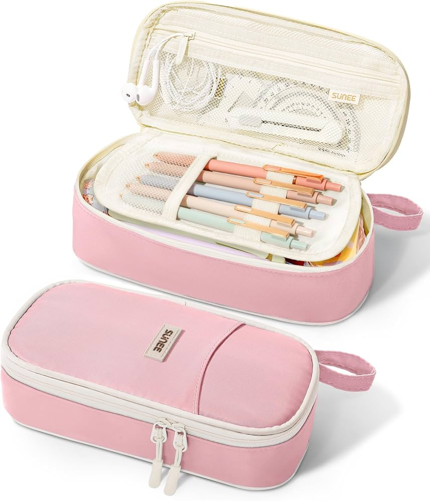 SUNEE Cute Pencil Case, Aesthetic Pen Pouch, Colored Large Pencil Bag with Zipper, Kawaii Station... | Amazon (US)
