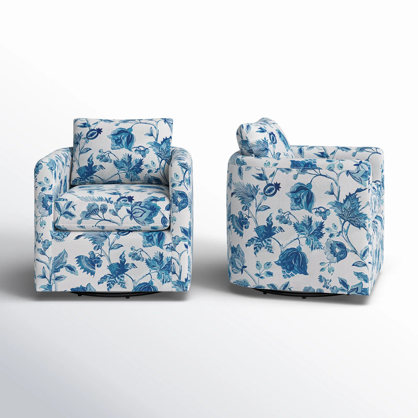 Nicha Floral Upholstered Slipcovered Swivel Barrel Chair (Set Of 2) | Wayfair North America