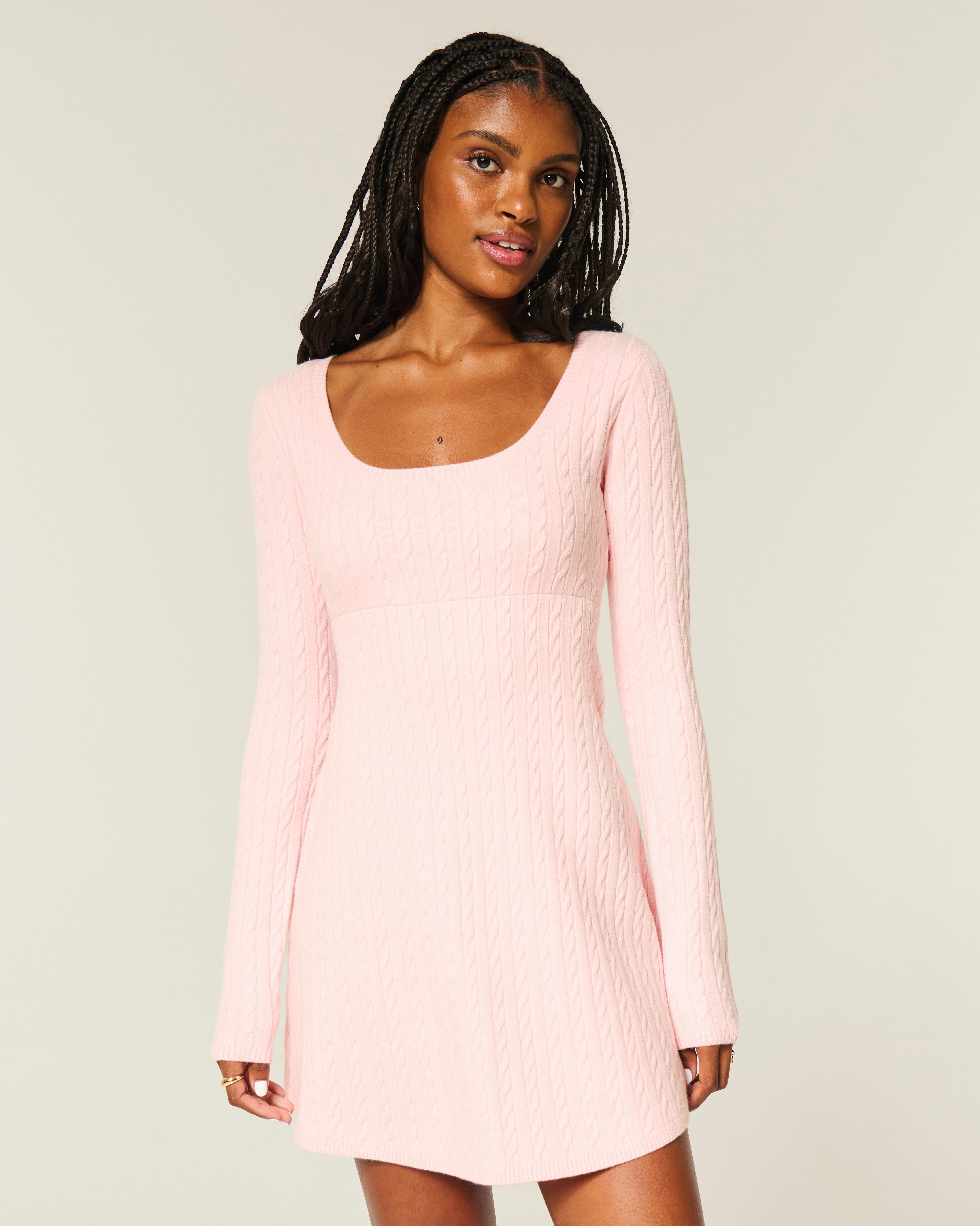 Tie Back Babydoll Sweater Mini Dress | Hollister (US)