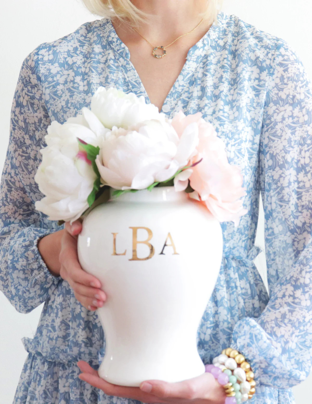 Classic Monogram Ginger Jars in White | Lo Home by Lauren Haskell Designs