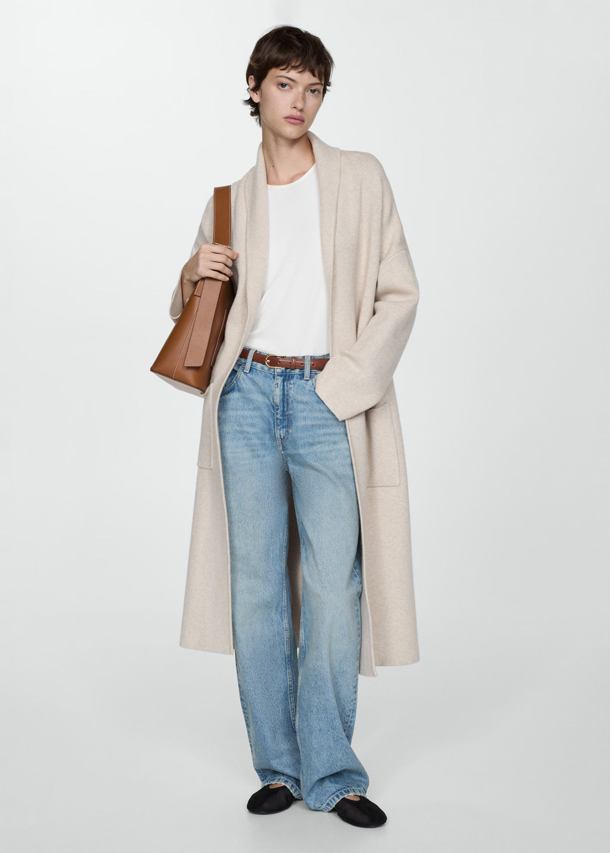 Oversized knitted coat with pockets - Women | MANGO USA | Mango (US/MX/AU)