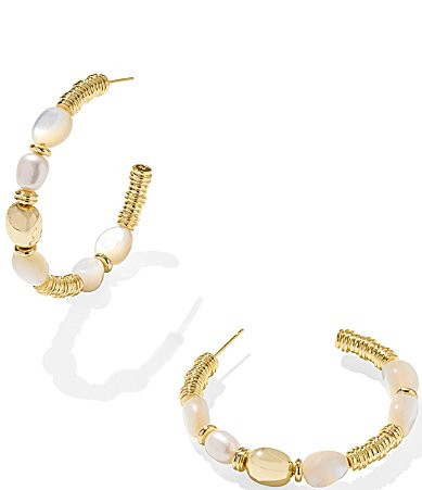 Kendra Scott Melody Beaded Hoop Earrings - Gold Ivory Mother Of Pearl | Dillard's