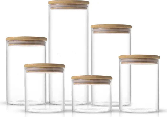 Set of 6 Multisize Glass Jars with Airtight Bamboo Lids | Nordstrom Rack