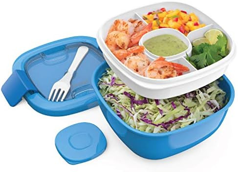 Bentgo® Salad - Stackable Lunch Container with Large 54-oz Salad Bowl, 4-Compartment Bento-Style... | Amazon (US)