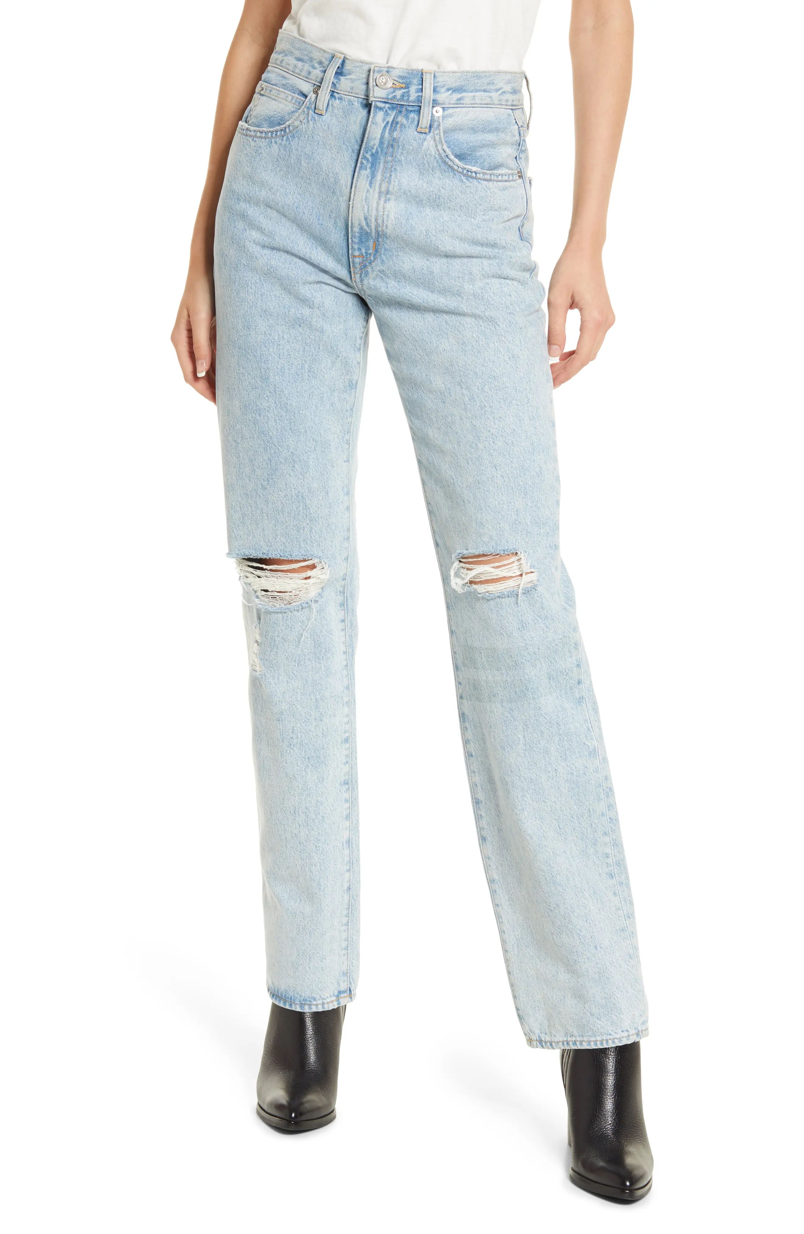 Women's Slvrlake London High Waist Straight Leg Jeans, Size 28 - Blue | Nordstrom