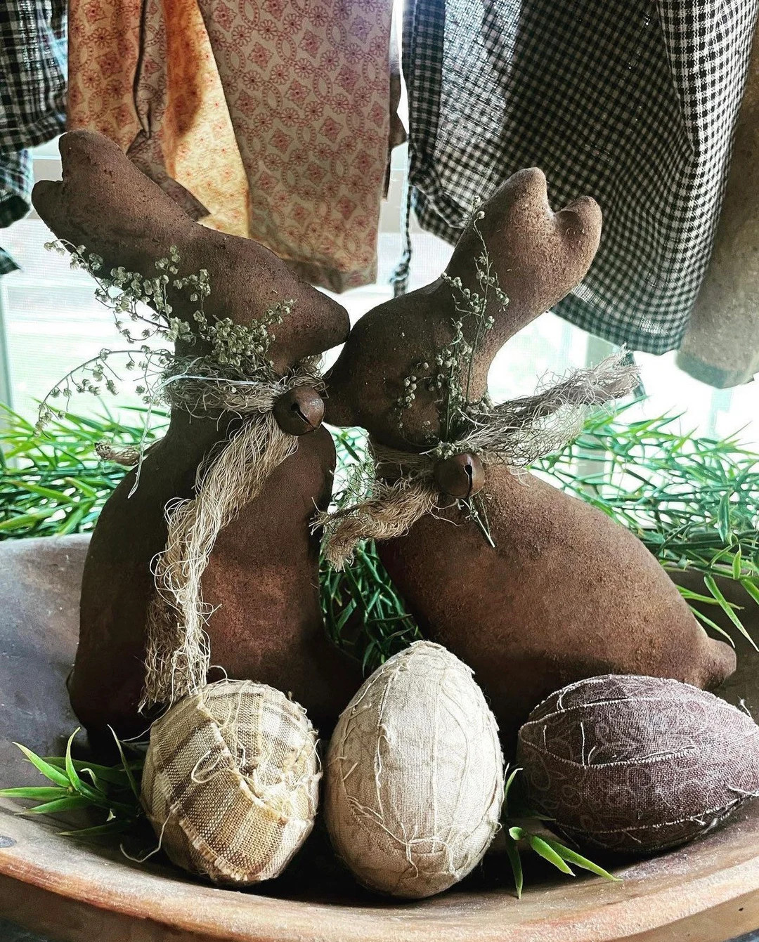 Primitive Chocolate Easter Bunny Ornies: Handmade Bowl Fillers (set of 2) - Etsy | Etsy (US)