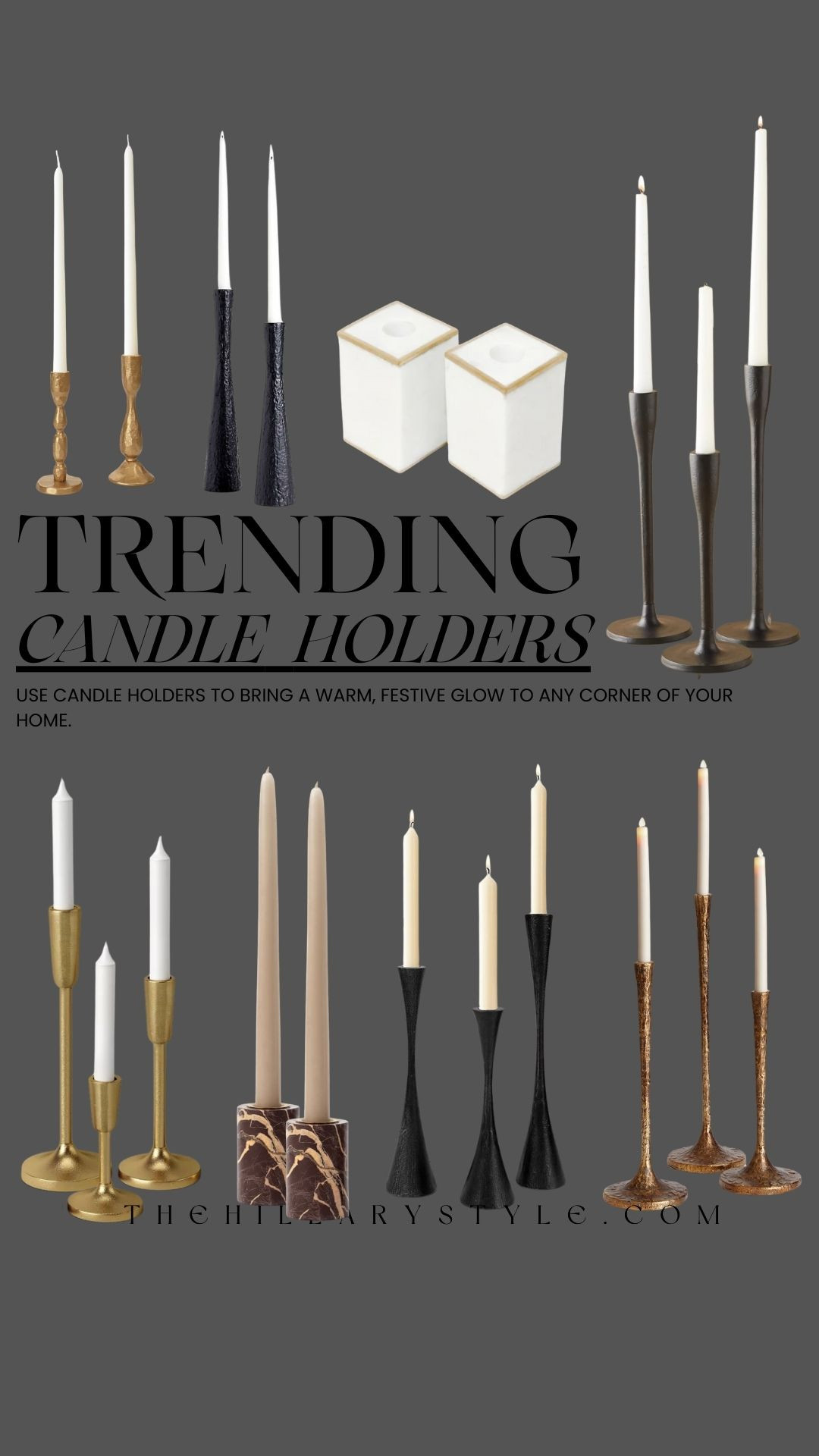TRENDING: Candle Stick Holders 

Amazon home, Target home, Walmart home, home decor, home finds, home accents, marble decor, taper candle stick holders, modern home. 

 #LTKHoliday #LTKSeasonal #LTKHome