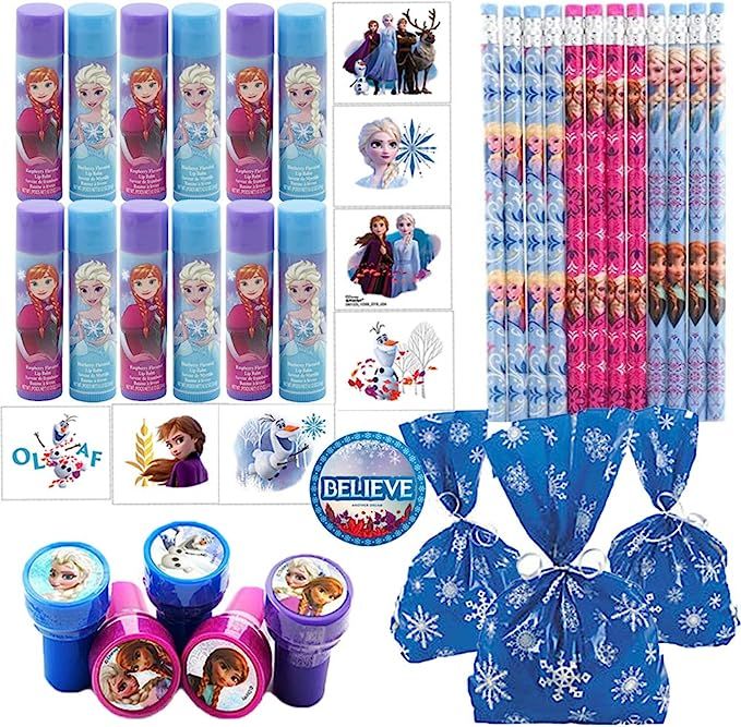 Frozen 2 Birthday Party Favors and Goodie Bag Fillers For 12 Guests With Frozen 2 Chapstick, Tatt... | Amazon (US)