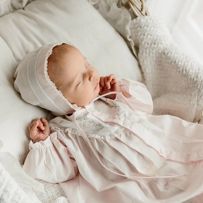 Girls Embroidered Yoke Take Me Home Gown | Grace and James Kids