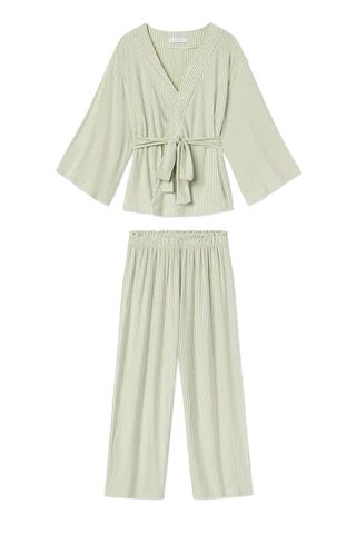 DreamKnit Kimono Pajama Set in Fern | LAKE Pajamas