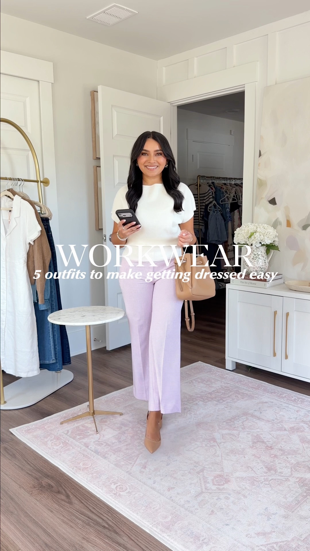 Workwear Spring Petite Outfits!
For reference: I’m 5’0, petite, 32b bra size, and 2/26 in bottoms, pear shaped. 
*Everything I share is unaltered! TTS means true to size. Between size 5-6.5 in shoes

Black gingham blazer size 0 petite TTS
Black pants size 2 petite TTS
Tan heels - old, similar linked

Navy tweed jacket size 0 petite TTS
Winter white sweater size xs petite TTS
Navy night sky pants size 2 petite TTS
Tan heels - old, similar linked

Winter white sweater size xs petite TTS
Pink gingham pants size 2 petite TTS
Tan heels - old, similar linked

White long sleeve top size xs petite TTS
Brown Chocolate bark pants size 2 petite TTS
Tan heels - old, similar linked

Blue stripe button down size xs TTS
White pants size 2 petite TTS
Tan heels - old, similar linked

#LTKPetite #LTKWorkwear #LTKootd