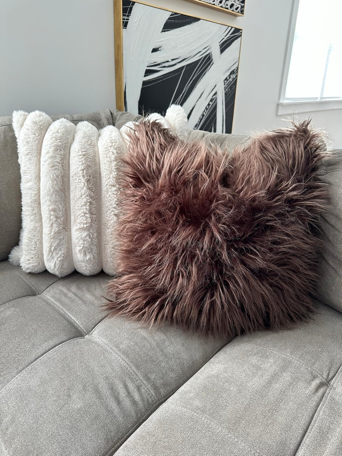 I love adding faux fur pillows during the cooler months of fall and winter! Amazon home find! | Amazon (US)